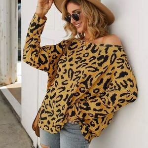 Delilah Wear Animal Print Long Sleeve Top - Mustard and Black